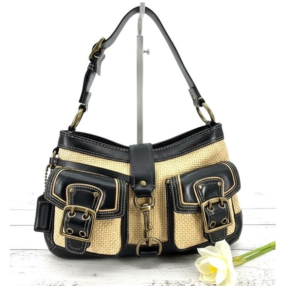 Coach Straw Leather Buckle Satchel M05K-105 Pristine Rare Vintage Y2K